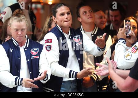 Während einer Begrüßungszeremonie im Rathaus in Sunderland vor der Frauen-Rugby-Weltmeisterschaft, die am Freitag beginnt. Bilddatum: Samstag, 16. August 2025. Stockfoto