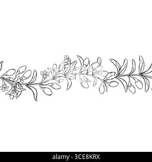 Goji Outline Horizontales Nahtloses Muster. Stock Vektor