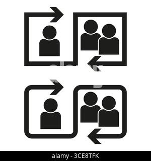 Symbole für den Benutzeraustausch. Symbol für Transferprofil. Vektor des sozialen Netzwerks. Grafik zur Kontoverwaltung. EPS 10. Stock Vektor