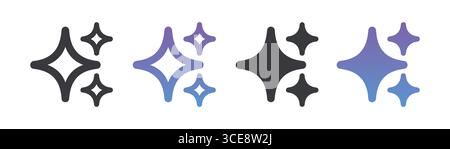 Funkelnde Sternsymbole in Farbverläufen und Schwarzweißfarben Stock Vektor