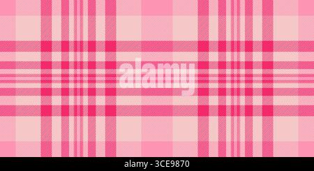 Einfaches Gewebe Textil Plaid, Wein Check Textur Vektor. Nahtloser Hintergrund mit Schottenmuster in roten und hellen Farben. Stock Vektor