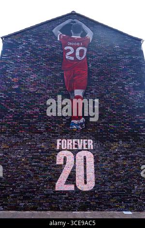 Diogo Jota Memorial Wall and Fototapete, Anfield, Liverpool Stockfoto