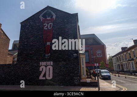 Diogo Jota Memorial Wall and Fototapete, Anfield, Liverpool Stockfoto