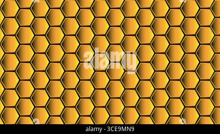 Wabenhintergrund in leuchtendem gelben und schwarzen sechseckigen Design Stock Vektor