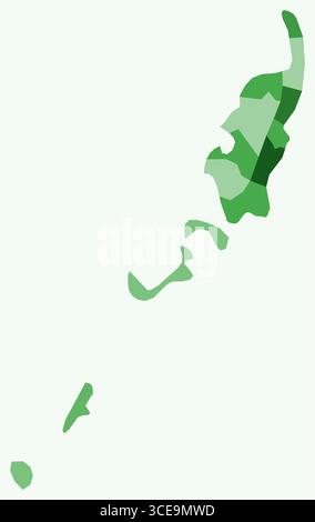 Karte von Palau mit Regionen. Nur eine einfache Ländergrenzkarte mit regionaler Aufteilung. Grüne Farbpalette. Stock Vektor