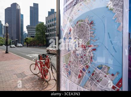 Karte von Downtown Boston, Suffolk County, Massachusetts, USA Stockfoto