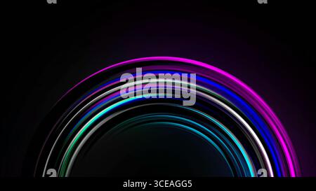 Beleuchtete abstrakte Form mit futuristischem Effekt. Futuristischer Neon-Regenbogen Stockfoto