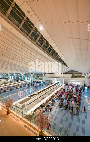 Haneda International Airport Terminal Abfahrt Lobby, Ōta, Tokio, Kantō, Honshu, Japan Stockfoto