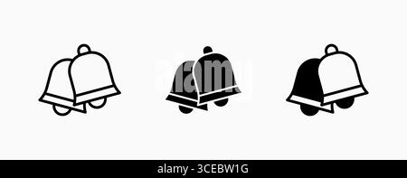 Symbolsatz weihnachtsglocken. Feierlichkeiten Wintersaison Weihnachten. Symbol mit dekorativem Ornament. Stock Vektor