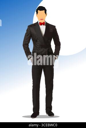 Geschäftsmann. Handgezeichnete 3D-Vektor-Illustration Stock Vektor