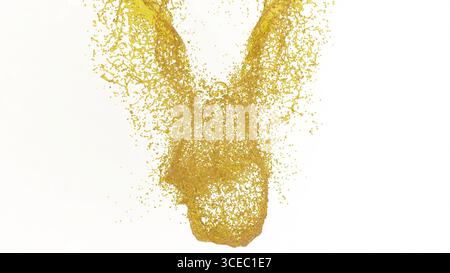 Gelbe Flüssigkeitstropfen auf weißem BG 3D-Rendering Stockfoto