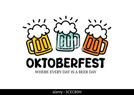 Oktoberfest Bierfest flach Minimal Illustration. Stock Vektor