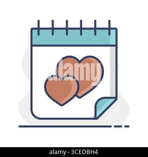 Hochzeitskalender - isoliertes Symbol. Vektordarstellung, Romantikelemente. Aufkleber, Patch, Marke, Karte für die Ehe, valentine Stock Vektor