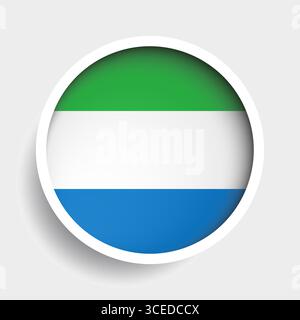 Flagge von Sierra Leone, runde Ikone mit Schatten, Nationalsymbol Stock Vektor