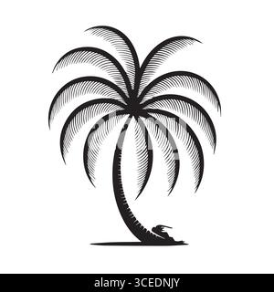 Lebhafte Silhouette tropischer Palmen mit farbenfrohem Hintergrund bei Sonnenuntergang Stock Vektor