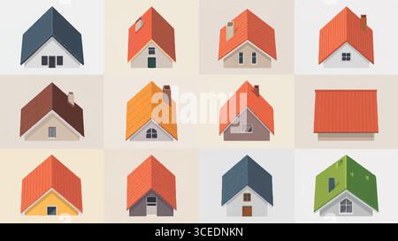 Moderne Heimillustration mit leuchtenden Farbakzenten Stock Vektor