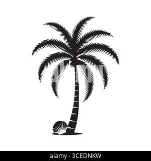 Lebhafte Silhouette tropischer Palmen mit farbenfrohem Hintergrund bei Sonnenuntergang Stock Vektor