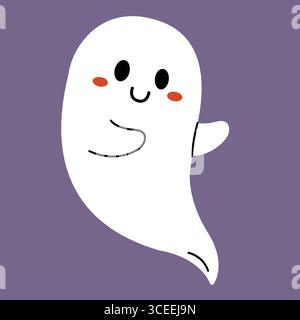 Niedlicher Geist. Halloween-Design. Isolierter Hintergrund. Illustration der Vektorabwicklung. Stock Vektor