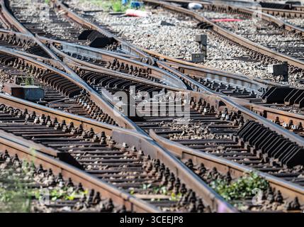 Eisenbahnstrecke und Gleise am Bahnhof Brüssel Nord, Brüssel, Belgien 10. August 2025 Stockfoto