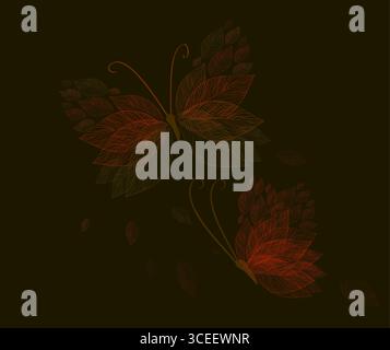 Herbstblattschalter. Handgezeichnet. Nicht AI, Vektorillustration Stock Vektor