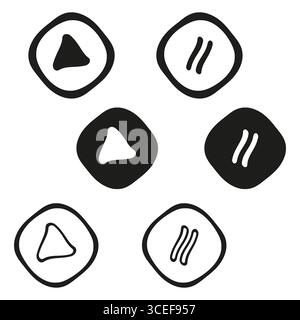 Media Player-Tasten. Wiedergabe von Pausensymbolen. Vektorsymbole steuern. Audio/Video-Schnittstelle. Stock Vektor