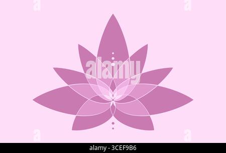 Heilige Lotusblüte, Blumenschmuck mit Linienart, lila Logodesign. Blumenblüte Symbol von Yoga, Spa, Schönheitssalon, Kosmetik, Entspannen, Markenstil. Ve Stock Vektor