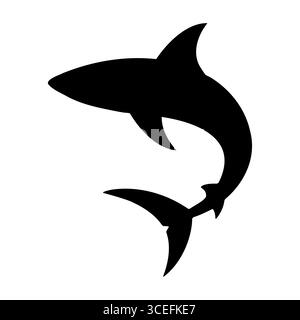 Haifischsilhouette, die sich anmutig im Meer kurvt Stock Vektor