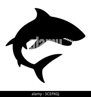 Haifischsilhouette mit scharfen Zähnen Stock Vektor