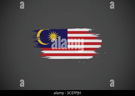 Malaysia Flag mit künstlerischem Pinselstrich-Effekt. Stock Vektor