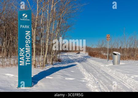 Der Mark Thompson Park befindet sich im Stadtteil Stonebridge von Saskatoon. Stockfoto