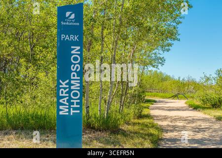 Der Mark Thompson Park befindet sich im Stadtteil Stonebridge von Saskatoon. Stockfoto