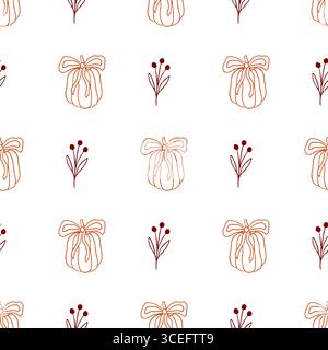 Handgezeichnetes Muster mit skurrilen Kürbissen Stock Vektor