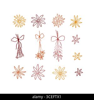 Handgezeichnete Herbstblumen Set Stock Vektor