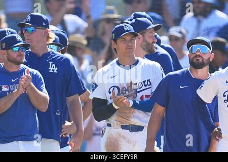 Kalifornien, USA. August 2025. Shohei Ohtani, (Dodgers), 17. August 2025: Baseball: MLB-Spiel der regulären Saison zwischen Los Angeles Dodgers und San Diego Padres im Dodger Stadium in Kalifornien, USA. Creative 2/AFLO/Alamy Live News Stockfoto