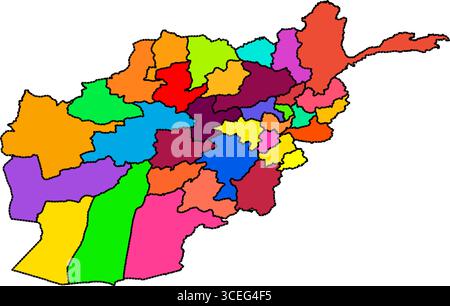 Detaillierte Farbkarte Afghanistan – hochauflösende politische und administrative Regionen für Kartographie und Infografik Stock Vektor