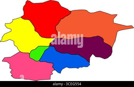 Andorra Detailed Color Map – hochauflösende politische und administrative Regionen für Kartographie und Infografik Stock Vektor