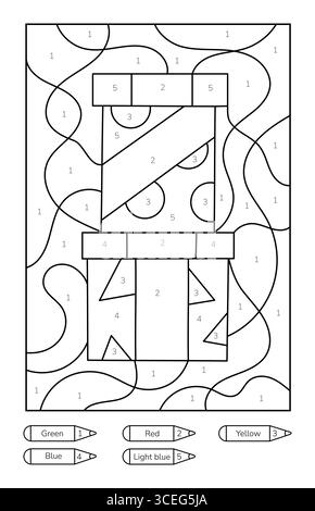Färbung nach Zahlen für Kinder Weihnachtsgeschenk. Stock Vektor