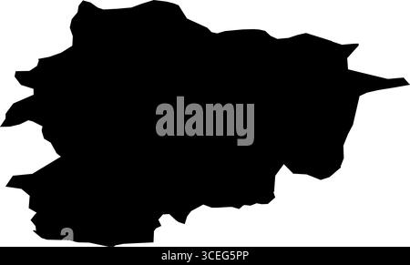 Andorra Country Map Black Edition – minimalistische Vektor-Illustration für Wandkunst, Bildung und digitale Design-Projekte Stock Vektor