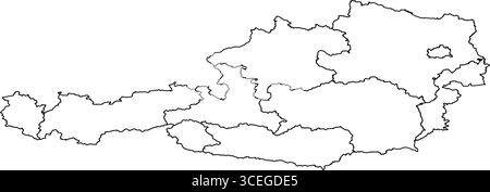 Austria Map White Edition – Clean Printable Outline für Poster, Geographien und Modern Cartography Artwork Stock Vektor