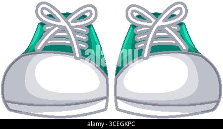 Vektor-Illustration von grünen Sneakers mit weißen Schnürsenkeln, die ein klares, modernes Design und leuchtende Farben zeigen Stock Vektor
