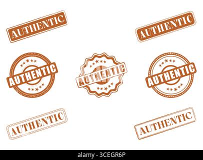 Eine Sammlung AUTHENTISCHER Stempel und Dichtungen aus Gummi Stock Vektor