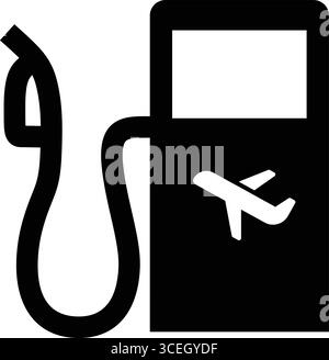 Luftfahrt Nachfüllstation Pumpdüse Icon Flugzeug Jet Benzin Gas Erdöl Flugzeuge Flughafen Nachfüllsystem Symbol Fossile Brennstoffe Öl Energie Stock Vektor