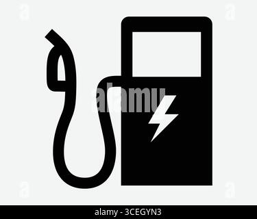 EV Ladestation Schild Elektrofahrzeug Ladegerät Plug in Hybrid Kabel Symbol Elektrizität wiederverwendbar erneuerbare nachhaltige grüne Energie Auto Industrie Auto Auto Stock Vektor