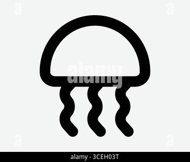 Quallen Outline Icon Quallen Fisch Meeresbewohner Ozean Wildtiere Tierlinie Grafik Symbol Unterwasser Cartoon Meeresfrüchte Illustration Zeichen Biologie Form Stock Vektor