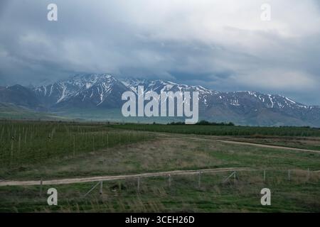 Berglandschaft im Tian Shan-Gebirge, Issykkul-See, Nordkirgisistan Stockfoto