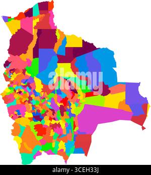 Bolivien Detailed Color Map – hochauflösende politische und administrative Regionen für Kartographie und Infografik Stock Vektor