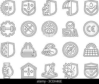 Schutz Haltbarkeit Produktsymbole setzen Vektor Stock Vektor