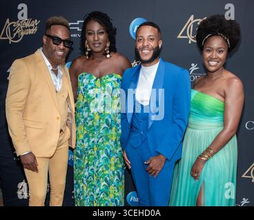 Nashville, Usa. August 2025. Gospel-Künstler Brandon Camphor & One Way, im Pressebereich während der 40. Jährlichen Stellar Awards im National Museum of African American Music am 15. August 2025 in Nashville, TN. (Foto: Mike Ware/SIPA USA) Credit: SIPA USA/Alamy Live News Stockfoto