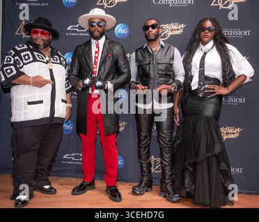 Nashville, Usa. August 2025. Jazze Pha, Jevon Dewand, Gasner the Artist, im Pressebereich während der 40. Jährlichen Stellar Awards im National Museum of African American Music am 15. August 2025 in Nashville, TN. (Foto: Mike Ware/SIPA USA) Credit: SIPA USA/Alamy Live News Stockfoto