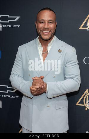 Nashville, Usa. August 2025. Devon Franklin, im Pressebereich während der 40. Jährlichen Stellar Awards am 15. August 2025 im National Museum of African American Music in Nashville, TN. (Foto: Mike Ware/SIPA USA) Credit: SIPA USA/Alamy Live News Stockfoto